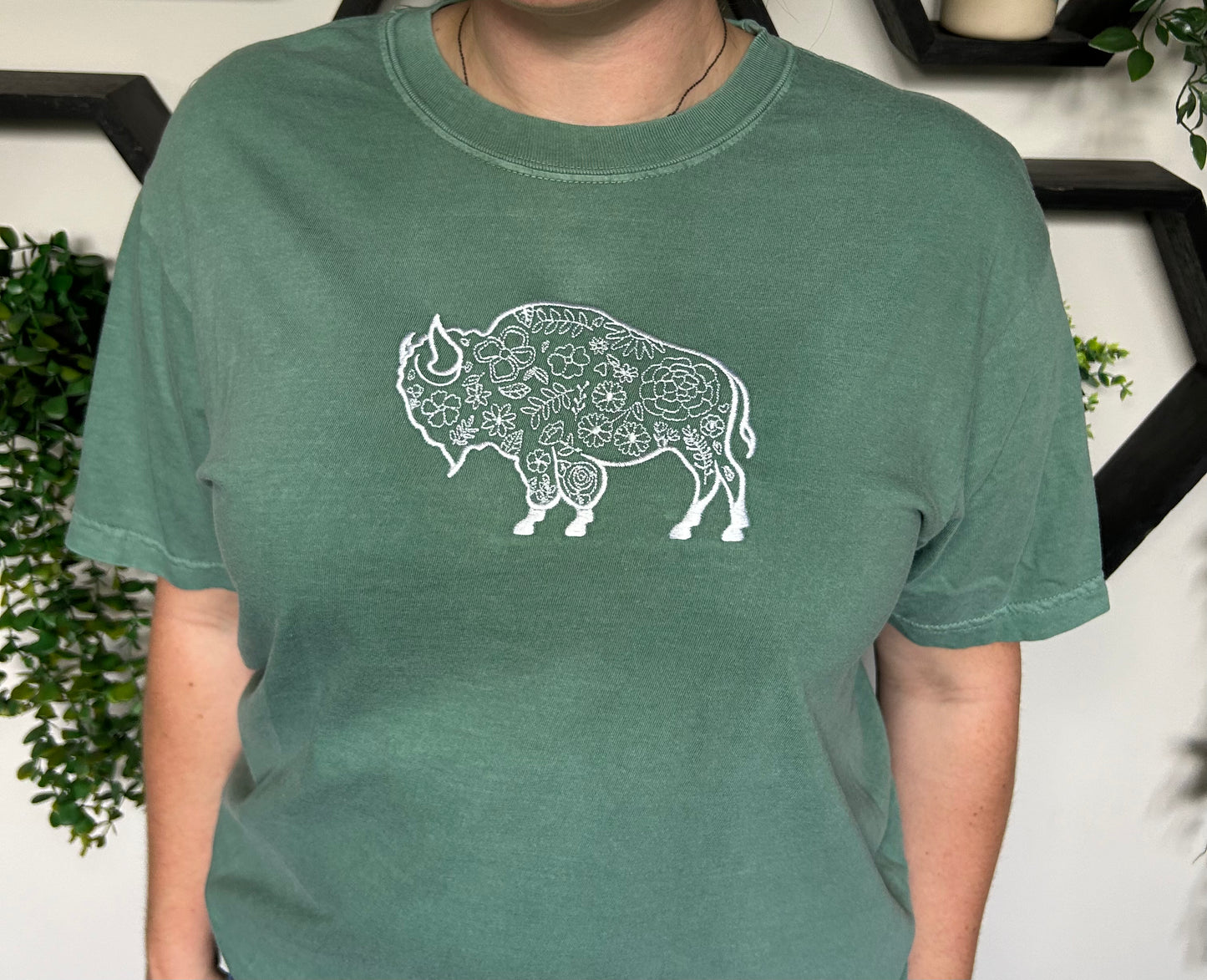 Embroidered Floral Buffalo Tee