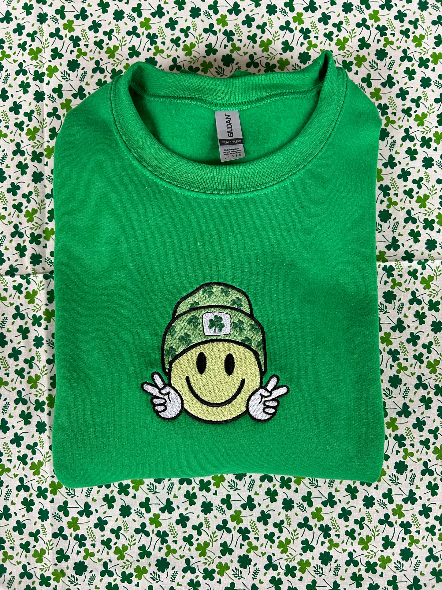 Embroidered St. Patrick's Smiley Sweatshirt