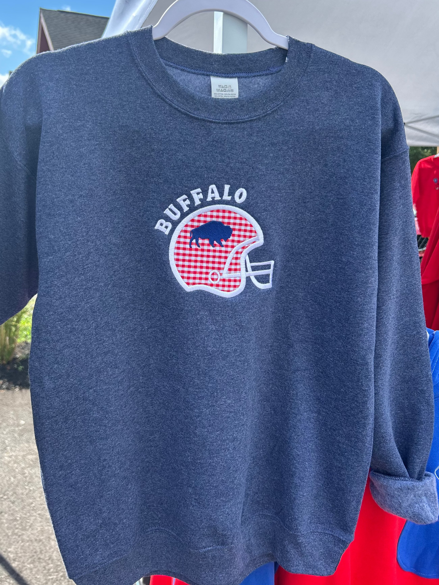 Embroidered Buffalo Gingham Applique Sweatshirt