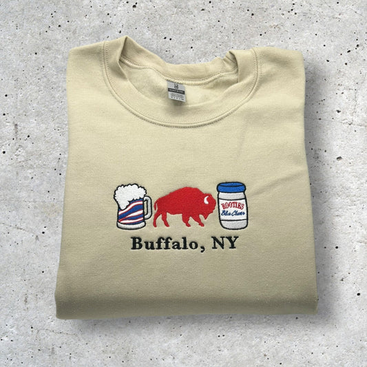 Embroidered Bills, Beer, and Blue Cheese Sweatshirt/Tee
