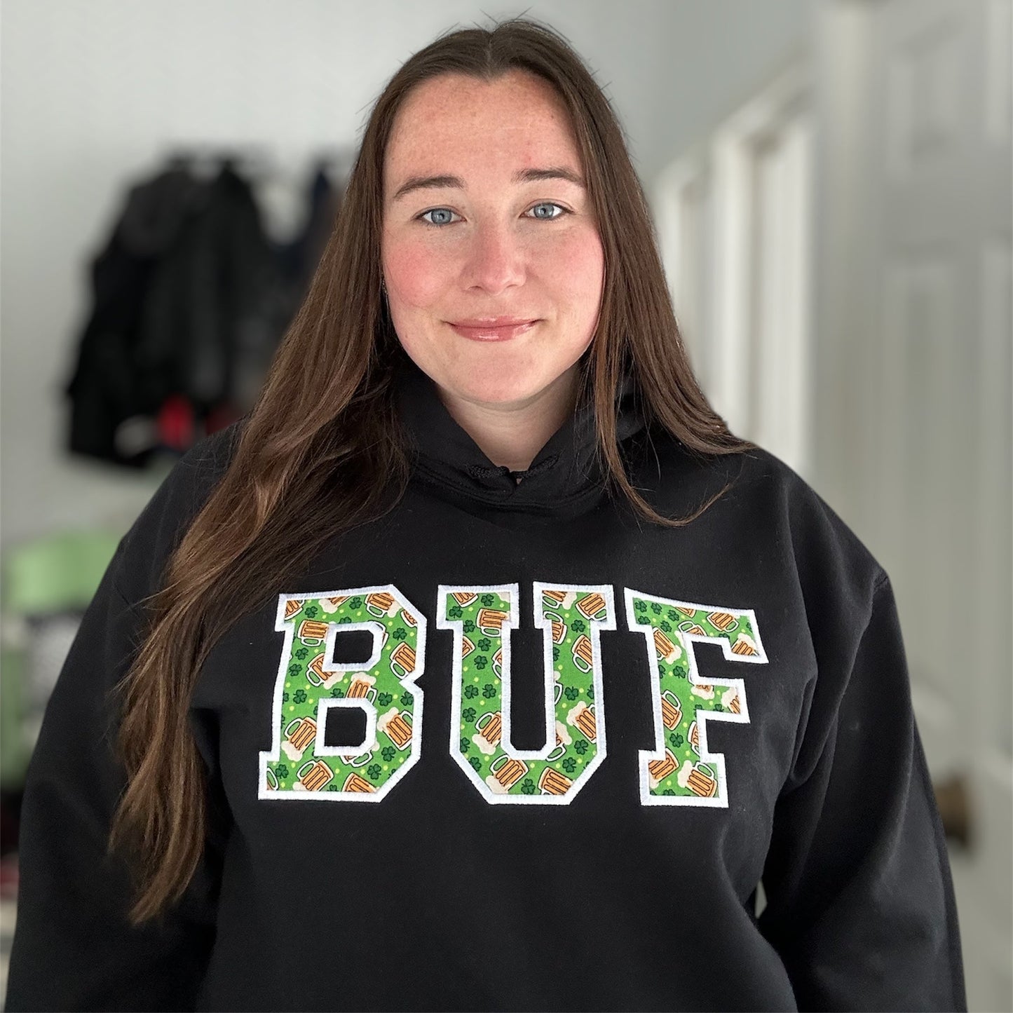 Embroidered Custom Beer and Shamrock City Applique Sweatshirt