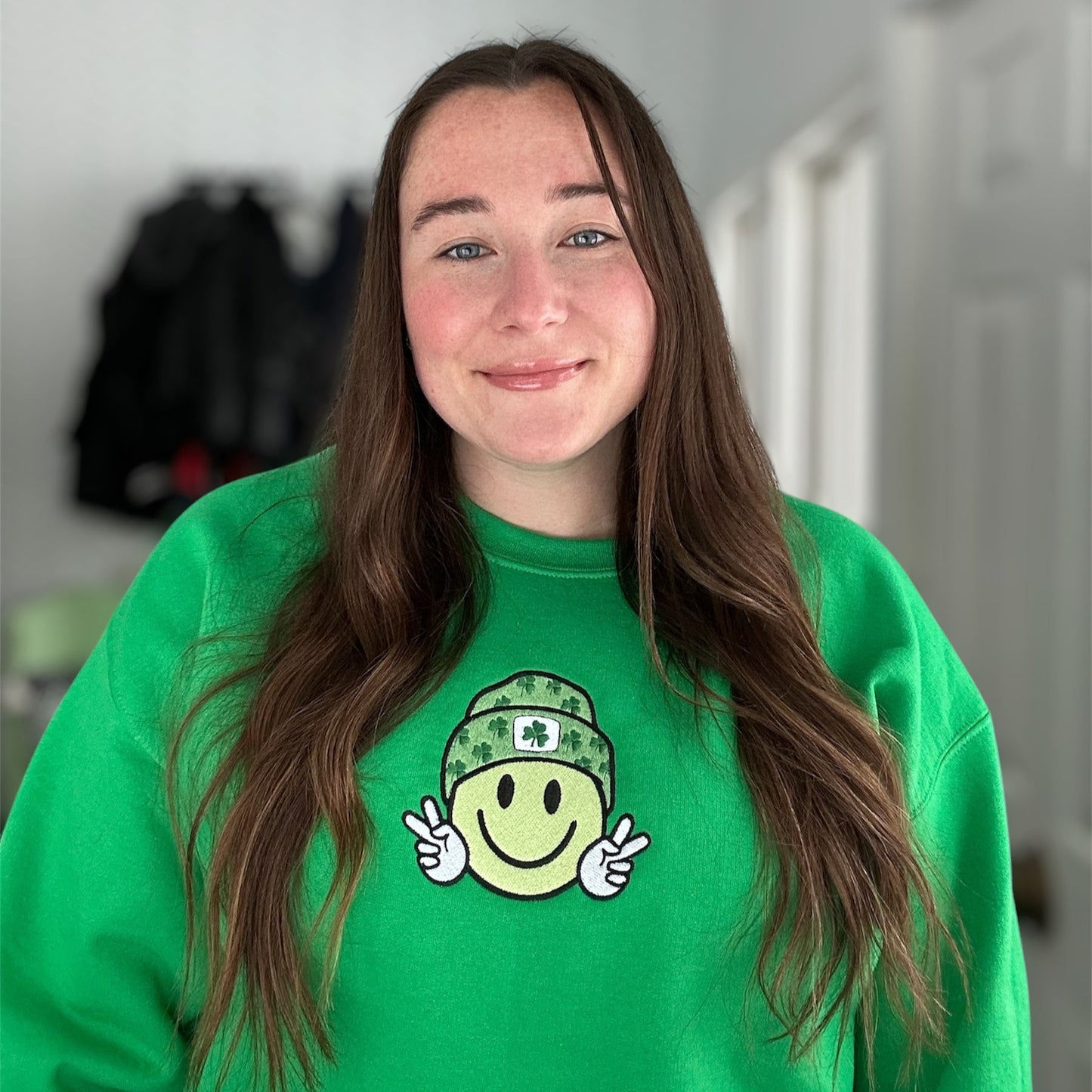 Embroidered St. Patrick's Smiley Sweatshirt