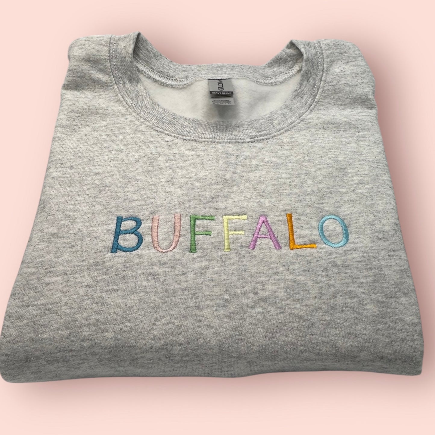 Embroidered Buffalo Spring Text Crewneck/Tee