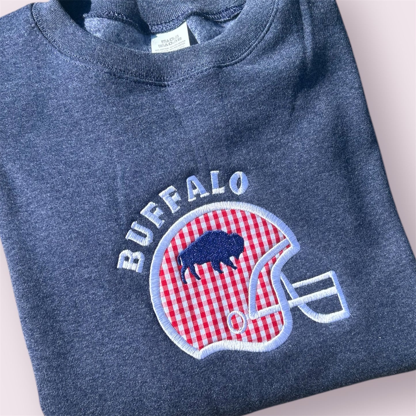 Embroidered Buffalo Gingham Applique Sweatshirt