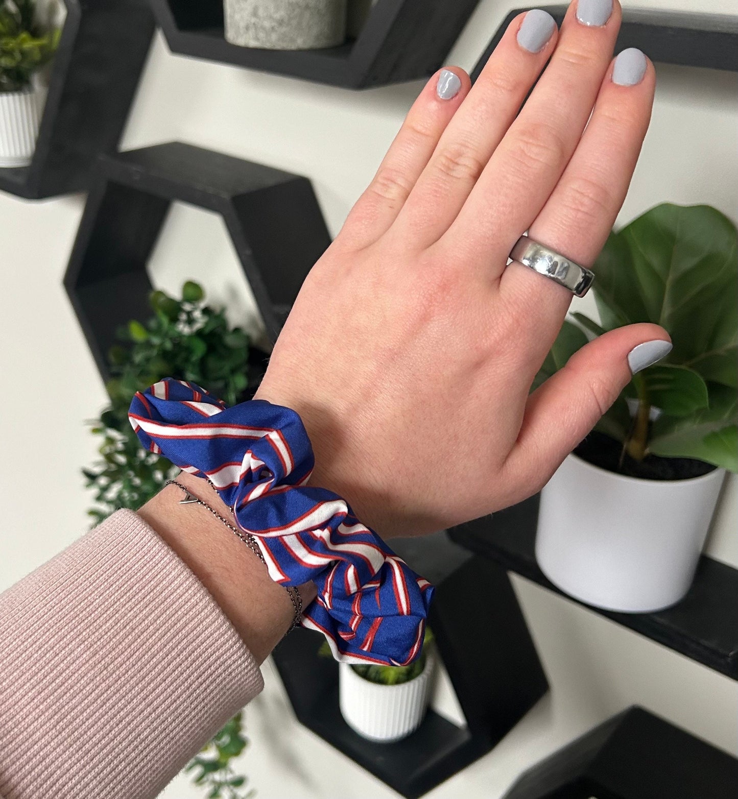 Buffalo Bills Red and Blue Tie-Dye Scrunchie