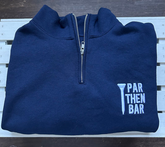 Embroidered Par Then Bar 3D Font Quarter Zip