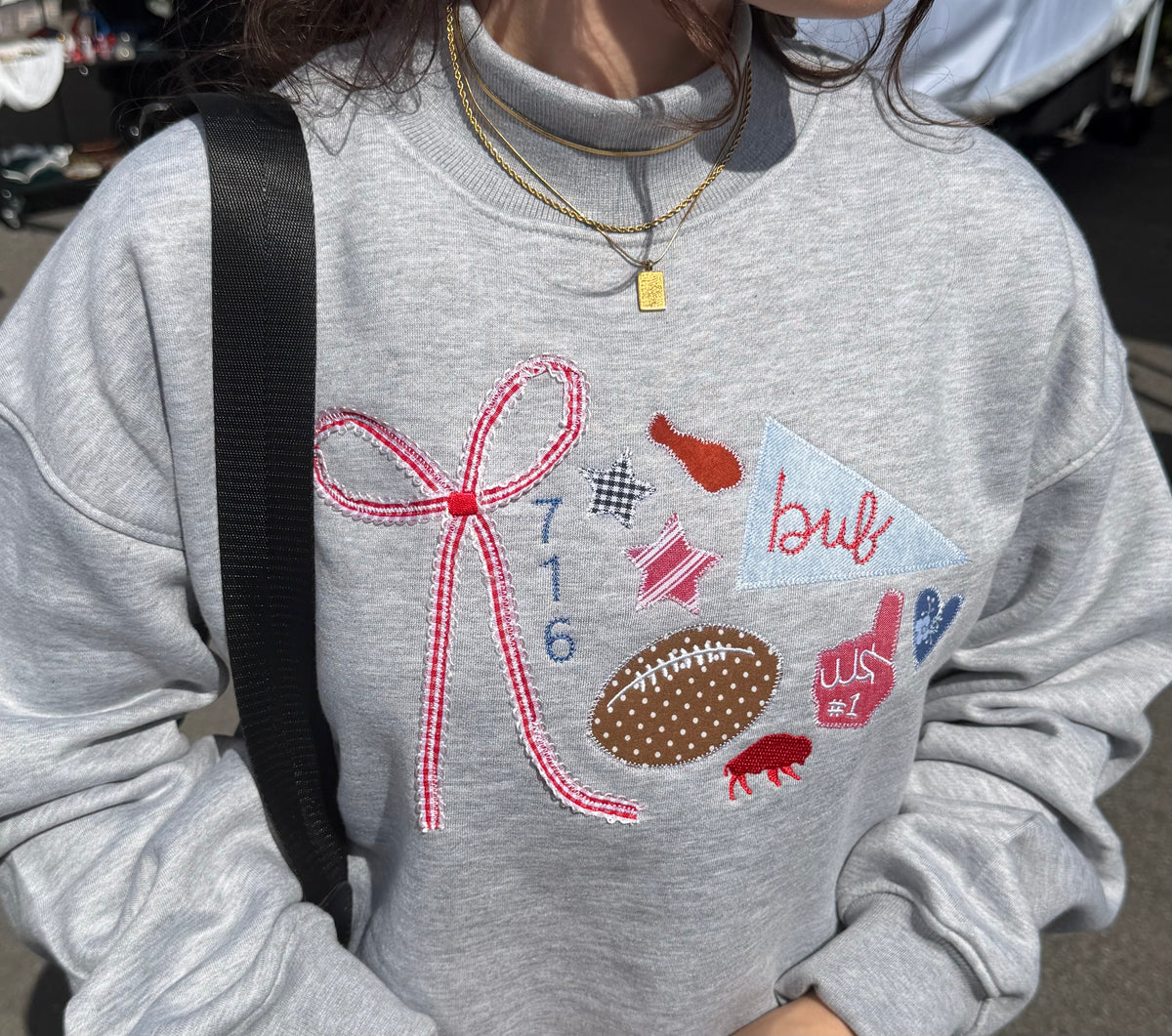 Embroidered Buffalo Vintage Vibes Mock Neck