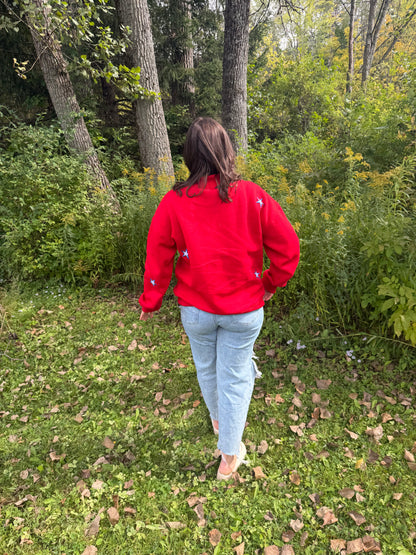 Embroidered Buffalo Star Mock Neck