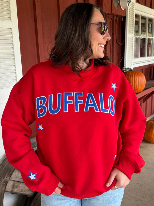 Embroidered Buffalo Star Mock Neck
