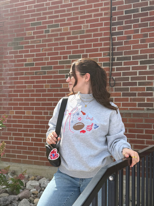 Embroidered Buffalo Vintage Vibes Mock Neck