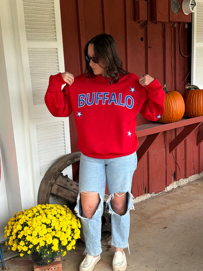 Embroidered Buffalo Star Mock Neck