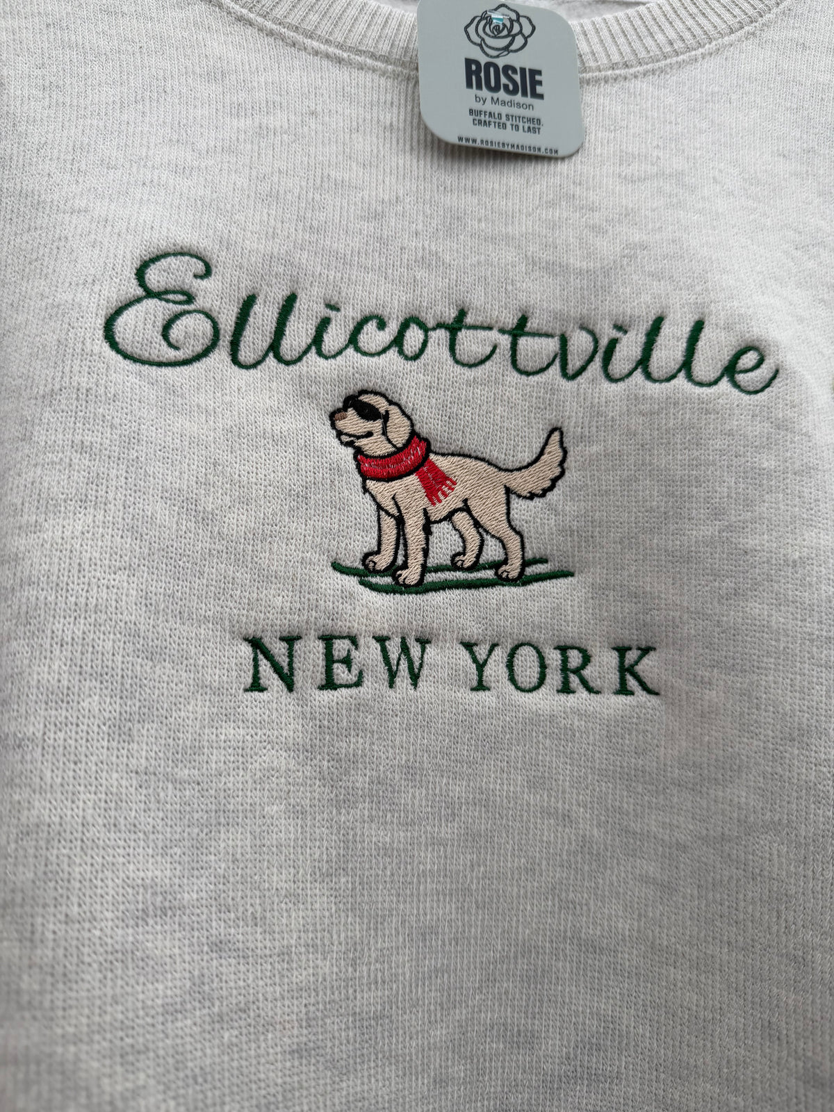 Embroidered Ellicottville Ski Pup Crewneck Sweater
