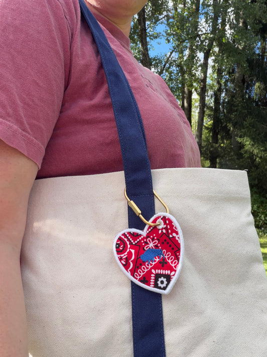 Embroidered Buffalo Bandana Bag Charm