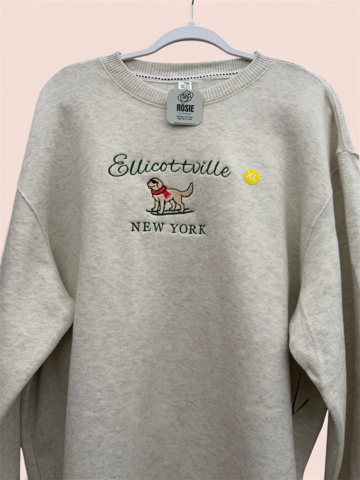 Embroidered Ellicottville Ski Pup Crewneck Sweater