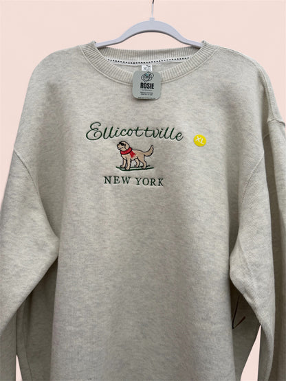 Embroidered Ellicottville Ski Pup Crewneck Sweater
