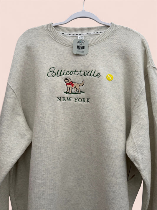 Embroidered Ellicottville Ski Pup Crewneck Sweater