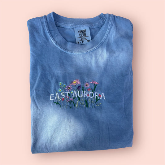 Embroidered East Aurora Floral Tee