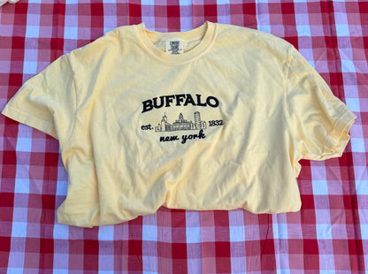 Embroidered Buffalo Skyline Crop Tee