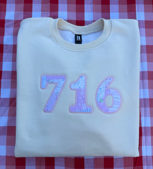 Embroidered Pastel 716 Lace Applique Crewneck