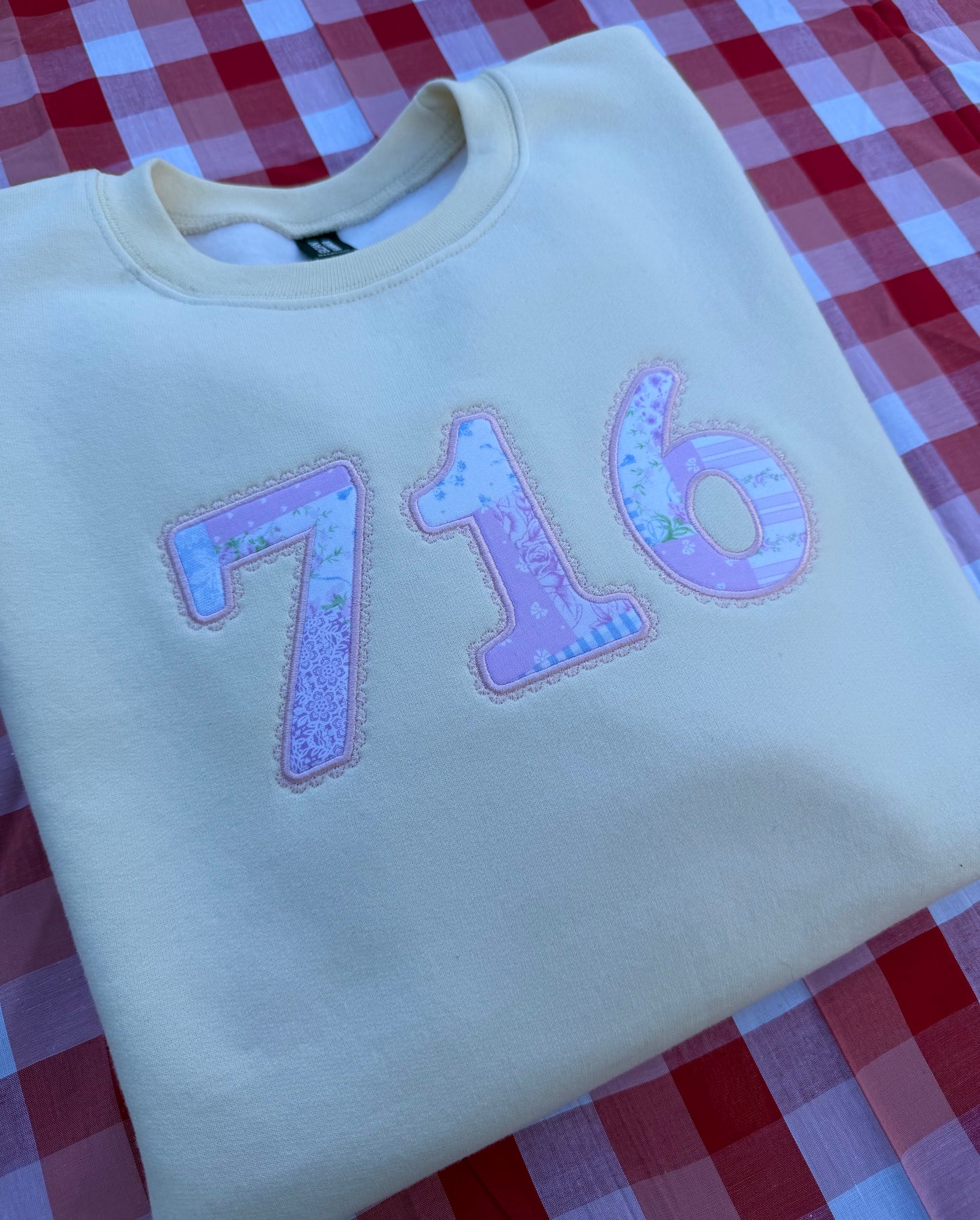 Embroidered Pastel 716 Lace Applique Crewneck