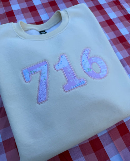 Embroidered Pastel 716 Lace Applique Crewneck