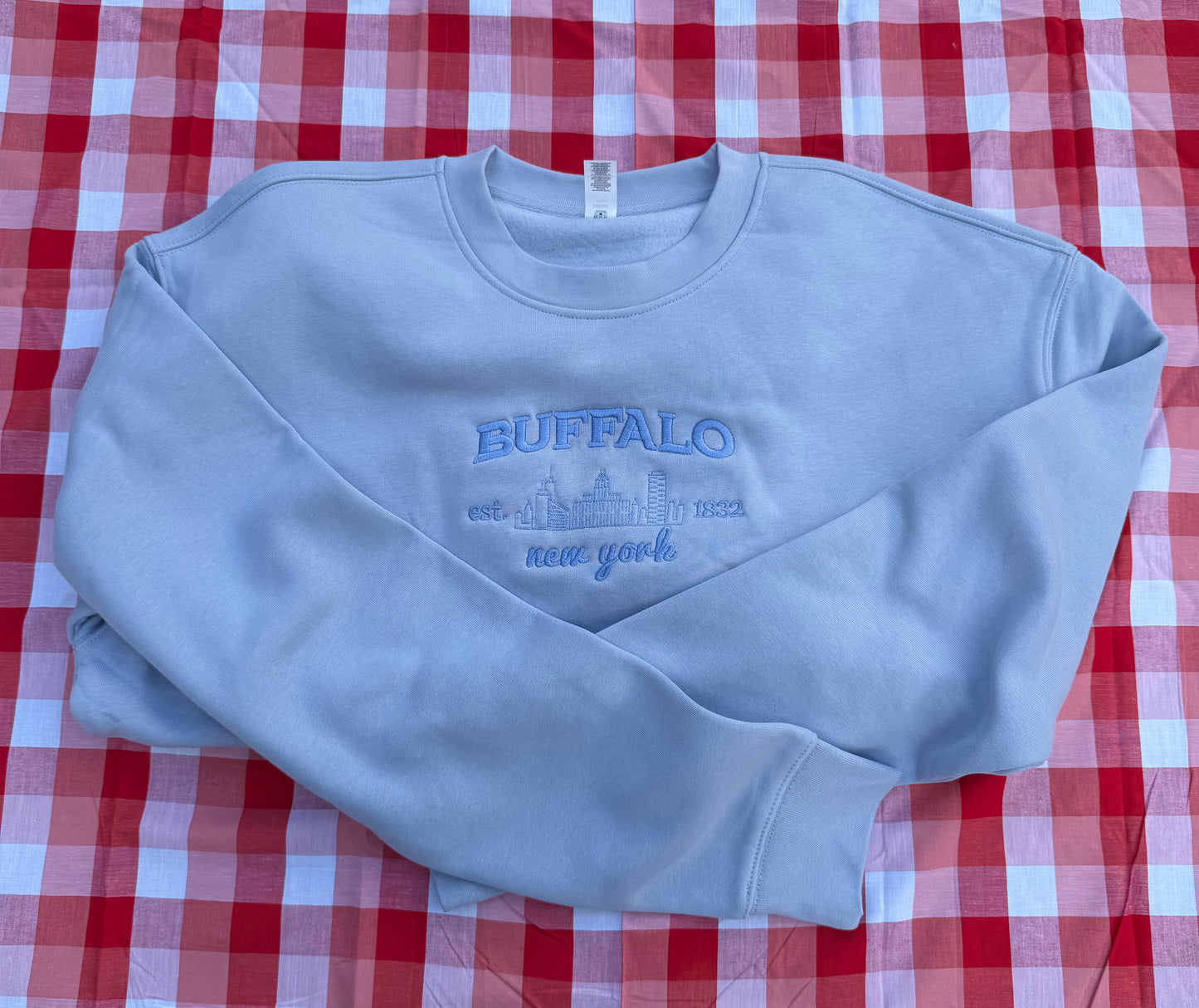 Embroidered Buffalo Skyline Monochrome Crewneck