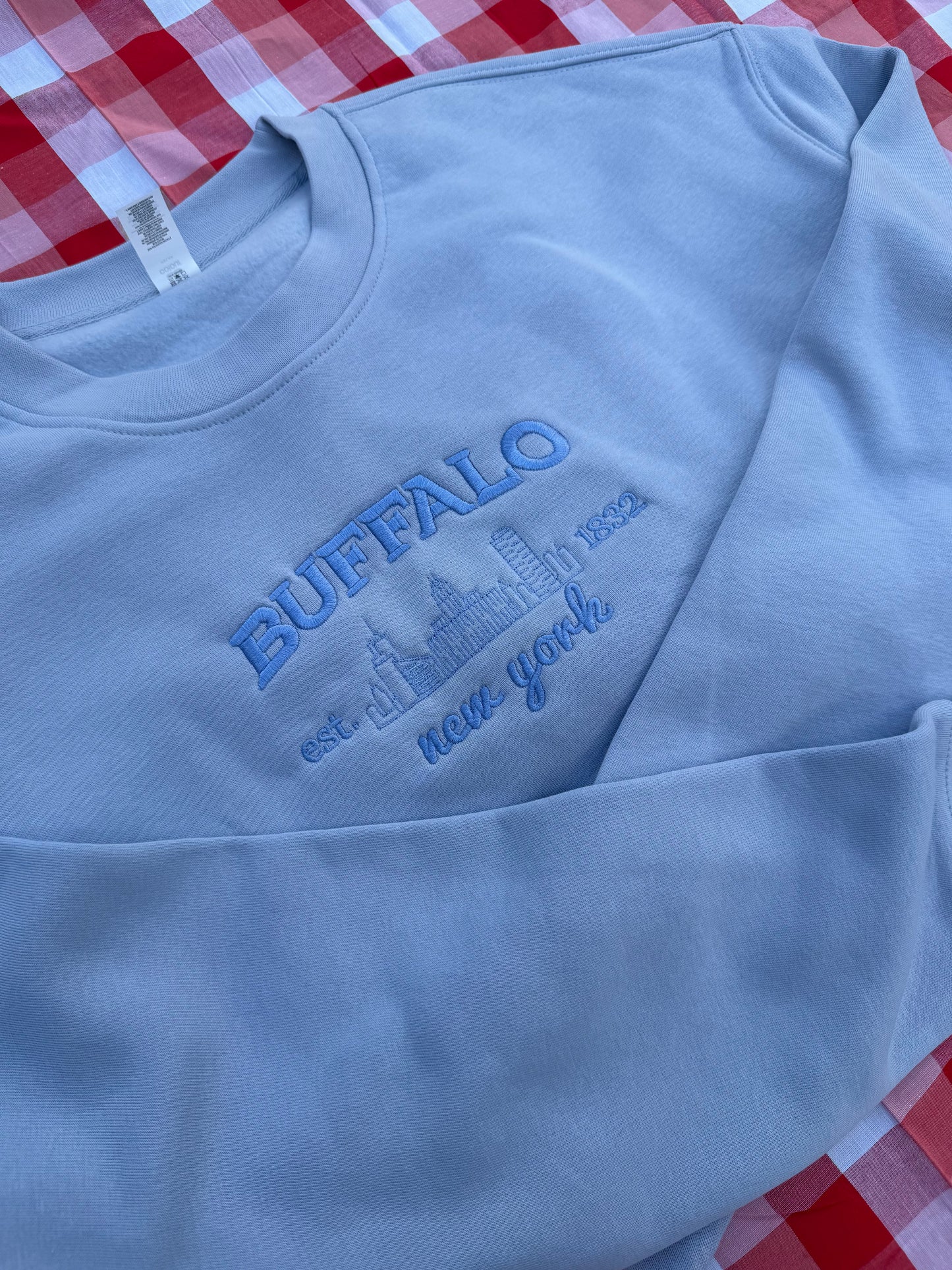 Embroidered Buffalo Skyline Monochrome Crewneck