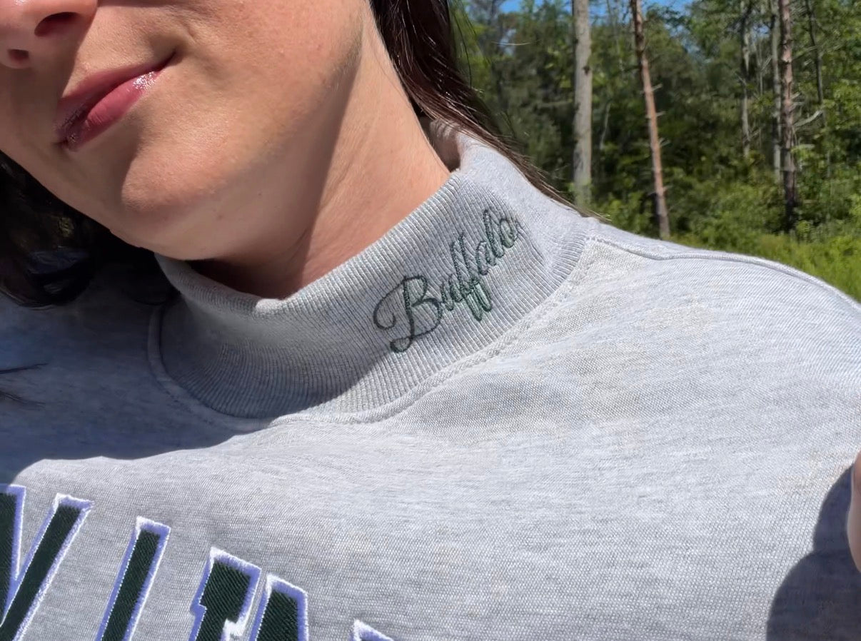 Embroidered Lady Links of Buffalo Mock Neck Pre-order