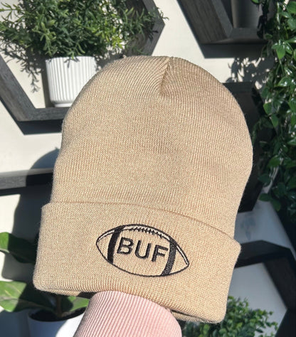 Embroidered Buffalo Bills Neutral Football Beanie