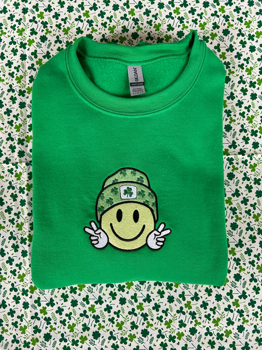 Embroidered St. Patrick's Smiley Sweatshirt