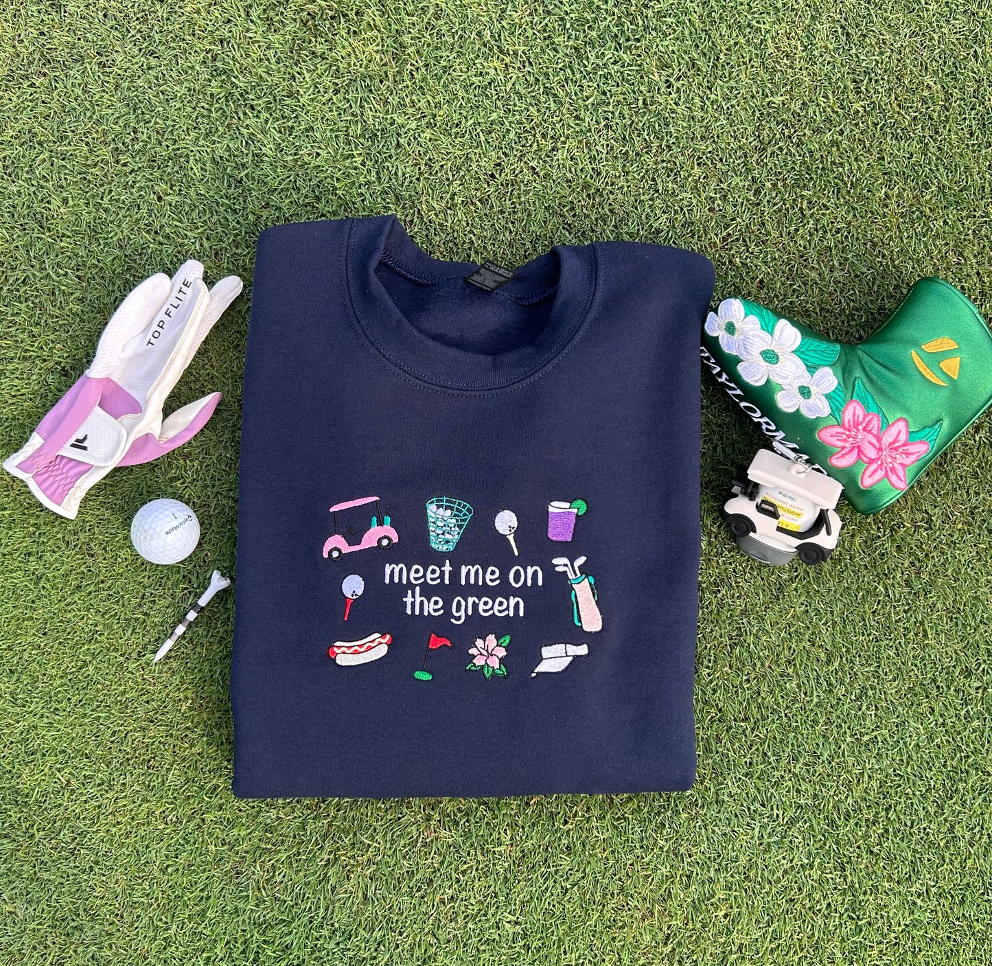 Embroidered Meet Me on the Green Sweatshirt/Tee