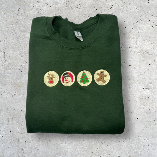 Embroidered Holiday Cookie Sweatshirt