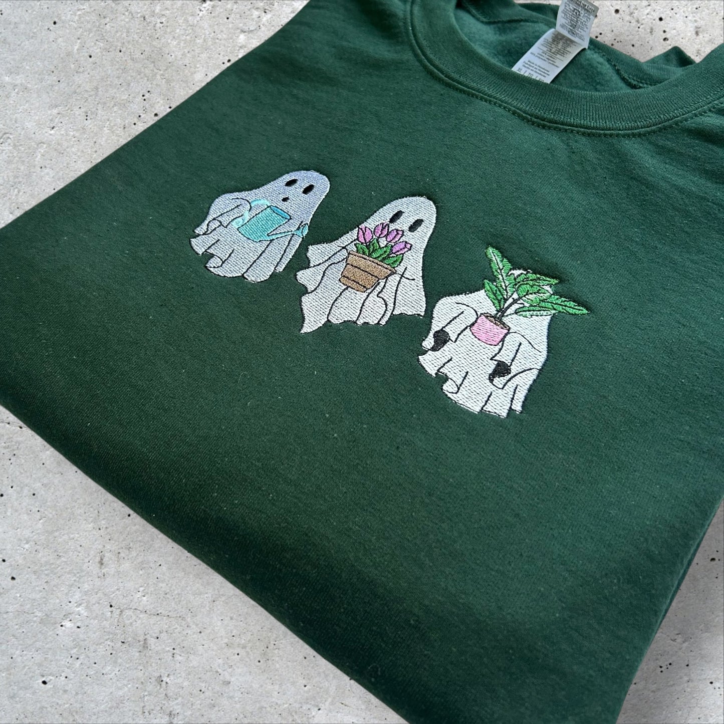 Embroidered Plant Ghost Sweatshirt