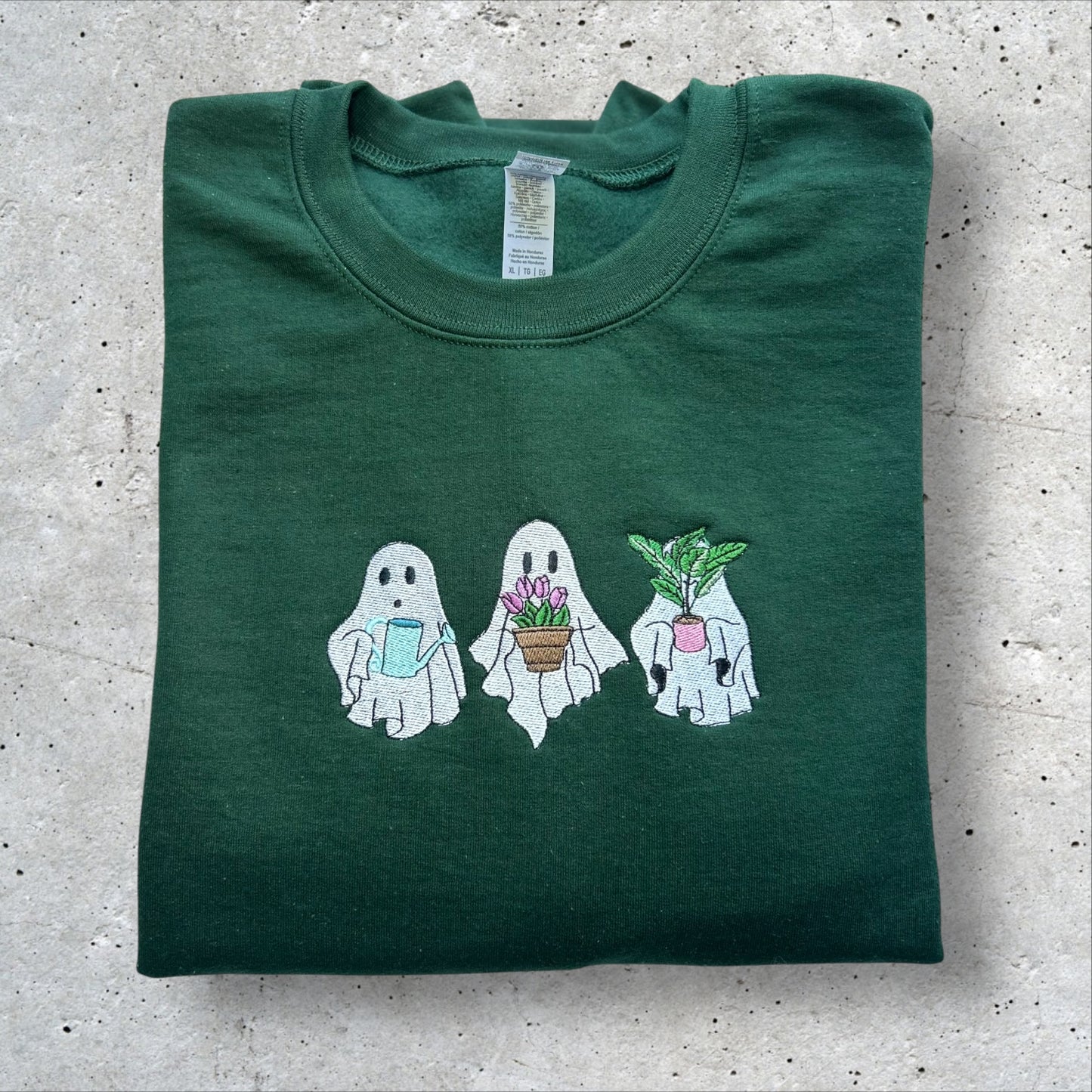 Embroidered Plant Ghost Sweatshirt