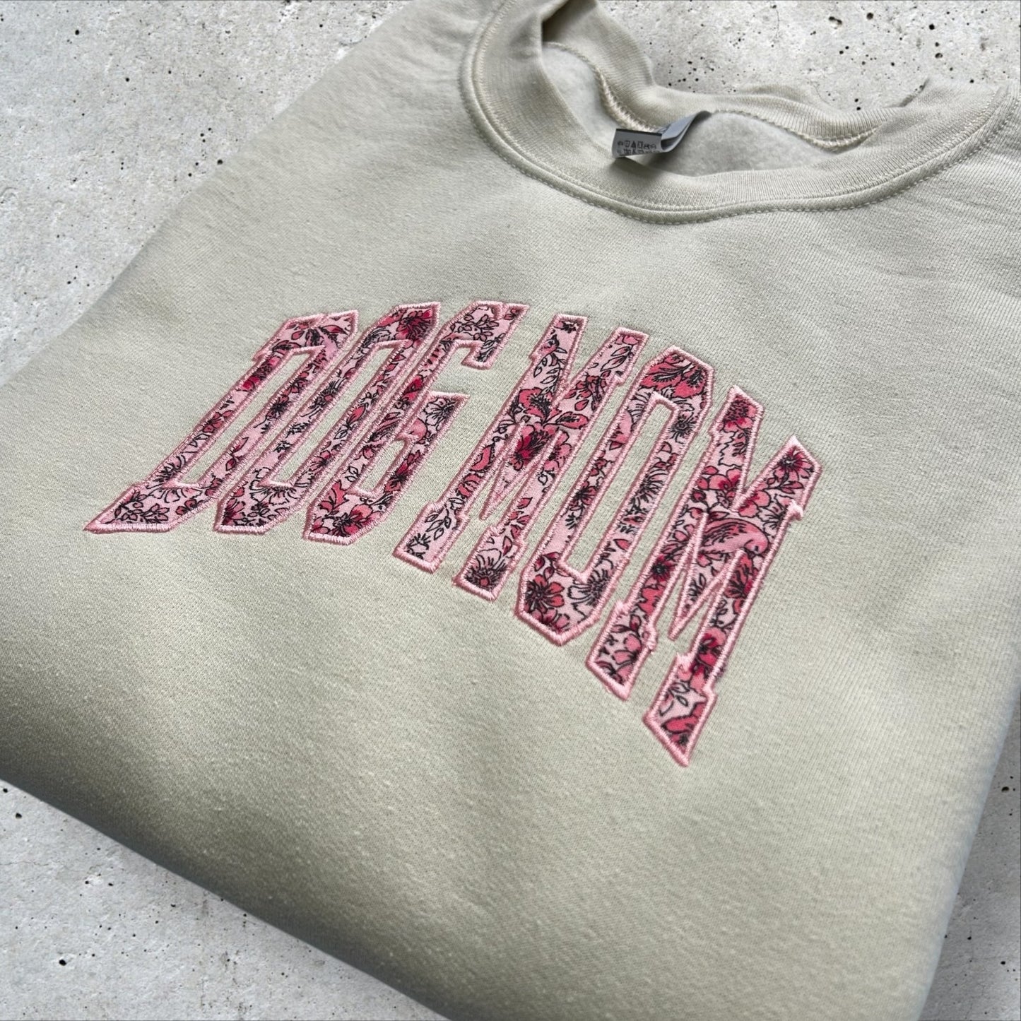 Embroidered Pink Floral Dog Mom Crewneck