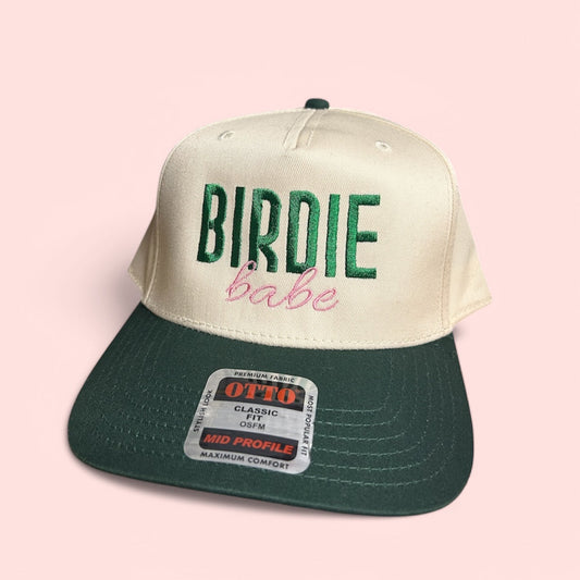 Embroidered Birdie Babe Green Trucker Hat
