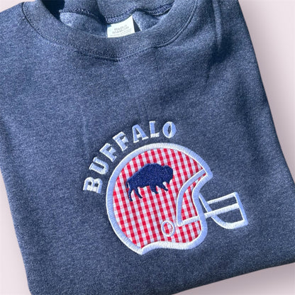 Embroidered Buffalo Gingham Applique Sweatshirt