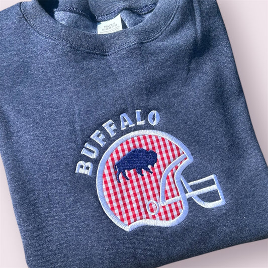 Embroidered Buffalo Gingham Applique Sweatshirt