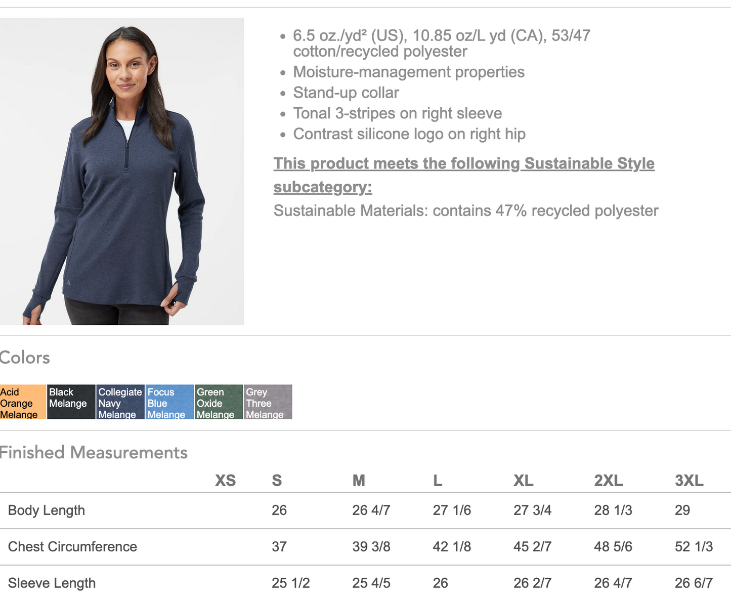 BWGC Embroidered Adidas Women's 3-Stripes Quarter-Zip Pullover